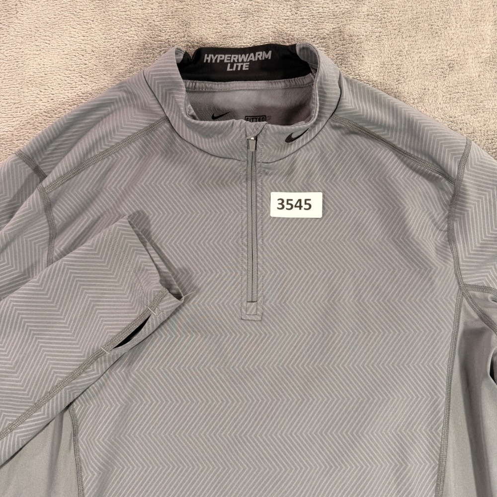 Nike Pro Combat Pullover Mens XL‎ Grey Hyperwarm Lite 1/4 Zip Fitted Dri-FIT